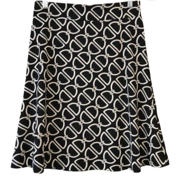 WHITE HOUSE BLACK MARKET Chain Black White A Line Career Business Skirt Medium - Picture 5 of 14